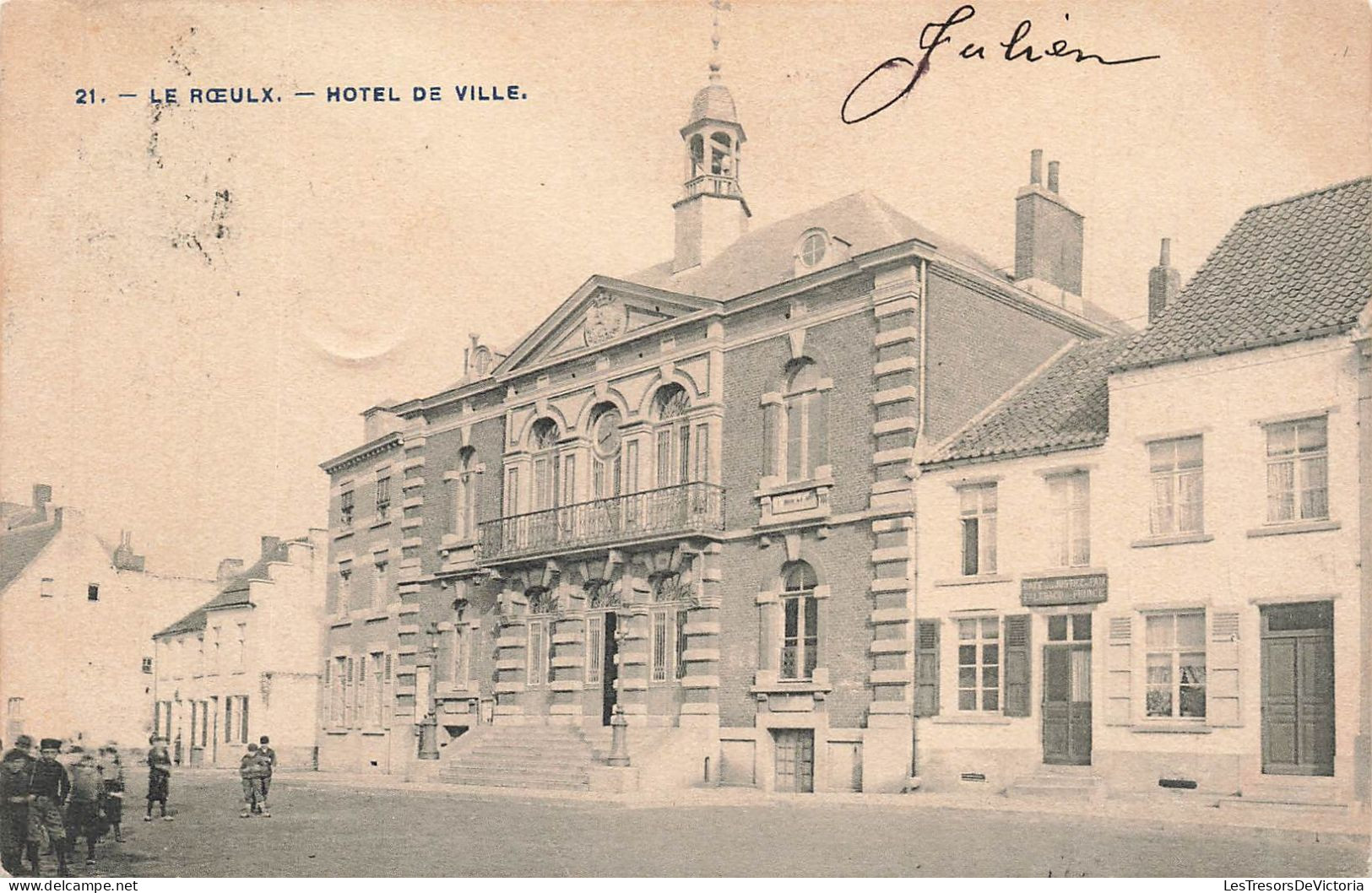 BELGIQUE - Le Roeulx - Hôtel De Ville - Animé - Nels - Carte Postale Ancienne - Le Roeulx