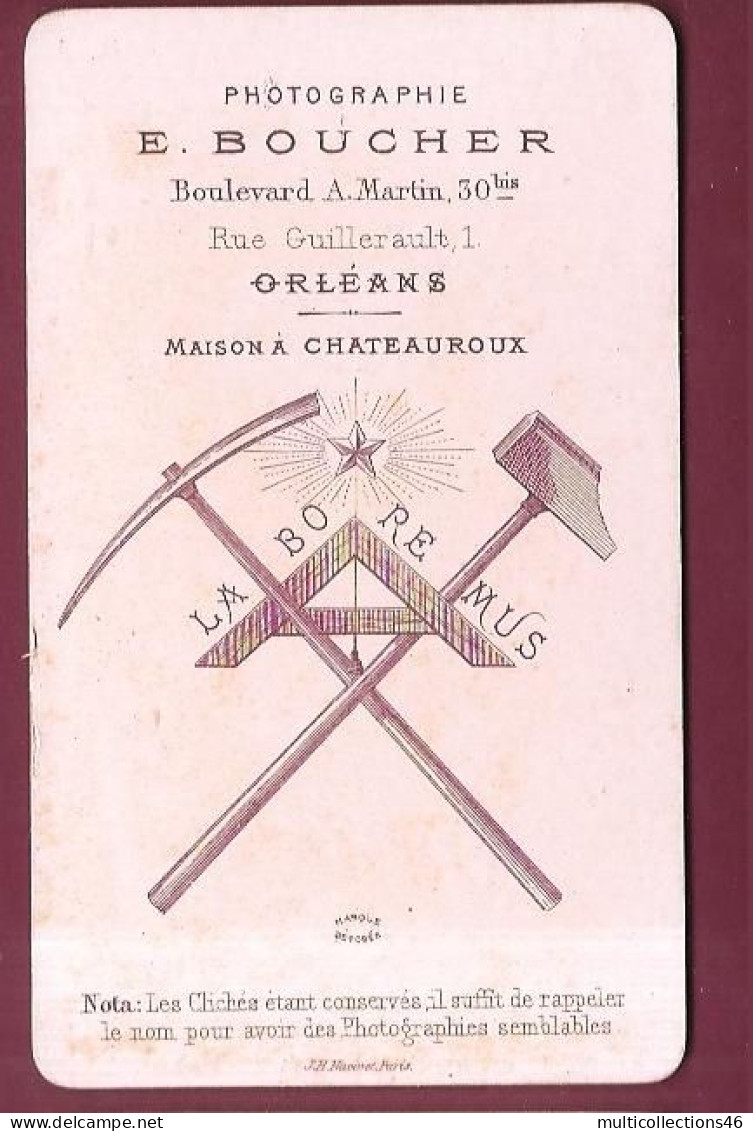 140524A - PHOTO ANCIENNE CDV E BOUCHER A ORLEANS LABO REMUS -  HOMME NOEUD PAPILLON EN MEDAILLON - Anciennes (Av. 1900)