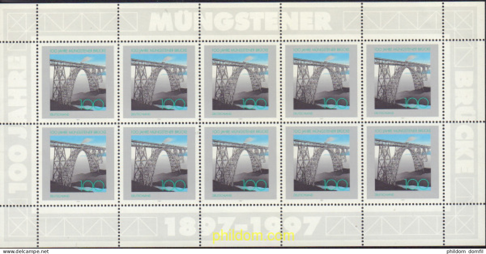 146595 MNH ALEMANIA FEDERAL 1997 PUENTES. CENTENARIO DEL PUENTE DE MUNGSTEN - Ungebraucht