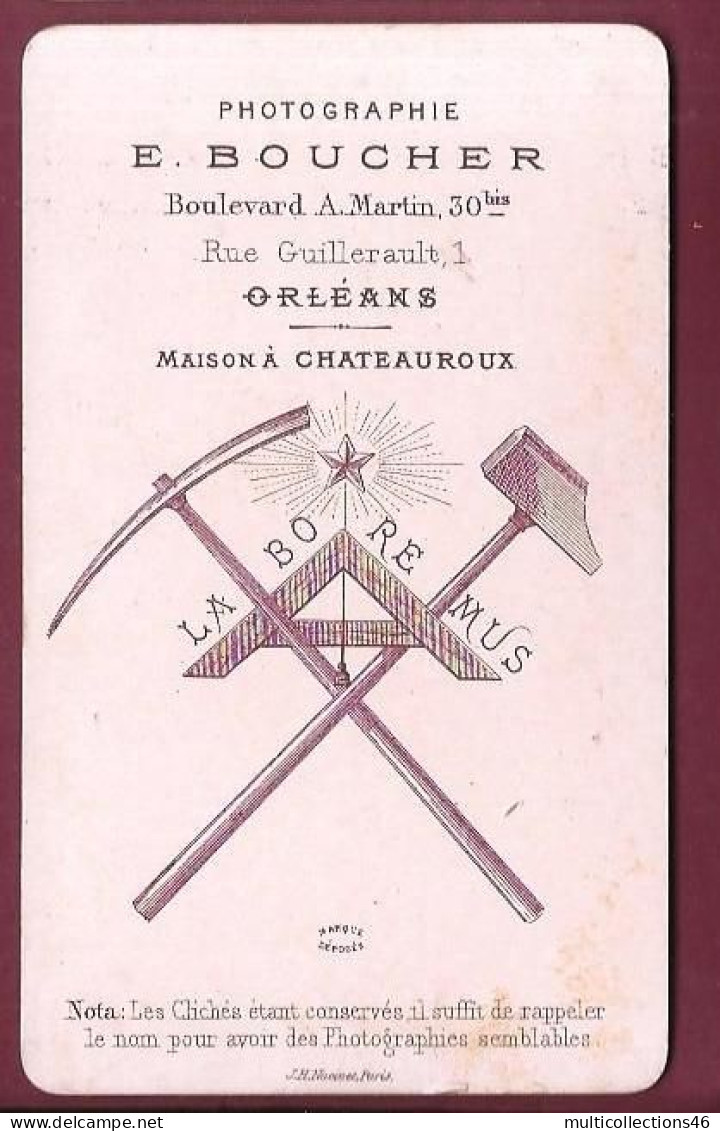 140524A - PHOTO ANCIENNE CDV E BOUCHER A ORLEANS LABO REMUS -  FEMME COIFFE BONNET - Anciennes (Av. 1900)