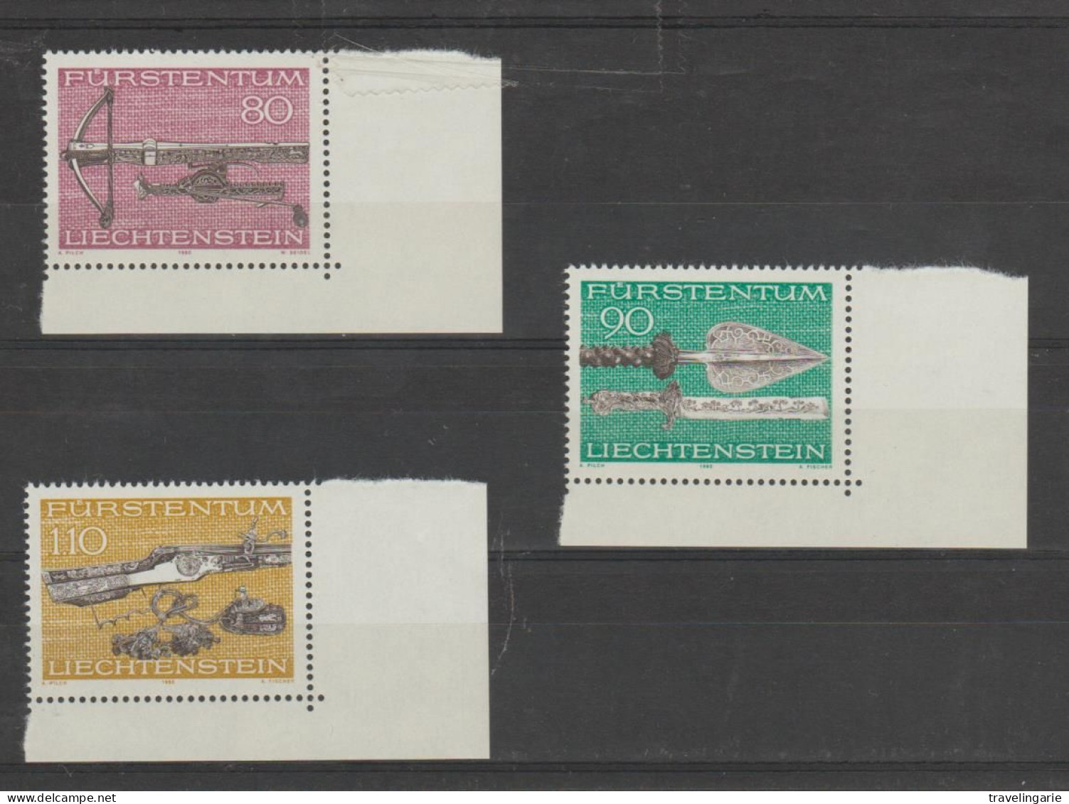 Liechtenstein 1980 Hunting Weapons Corner Piece ** MNH - Neufs