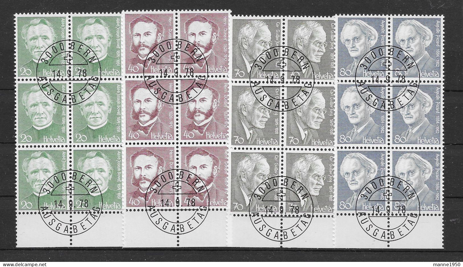 Schweiz 1978 Persönlichkeiten Mi.Nr. 1137/40 Kpl. 6er Blocksatz Gestempelt - Used Stamps