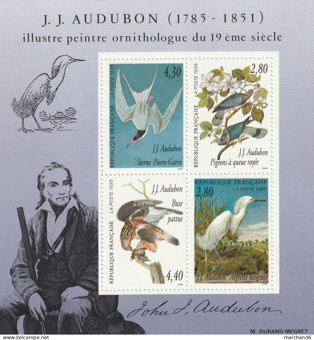 France 1995 Arts Décoratifs Peintre Ornithologue J J Audubon Oiseaux Bloc Feuillet N°18 Neuf** - Neufs