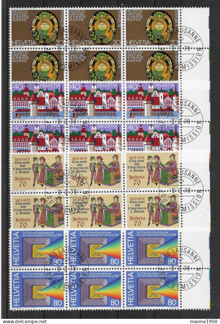 Schweiz 1978 Jahresereignisse Mi.Nr. 1116/19 Kpl. 6er Blocksatz Gestempelt - Used Stamps