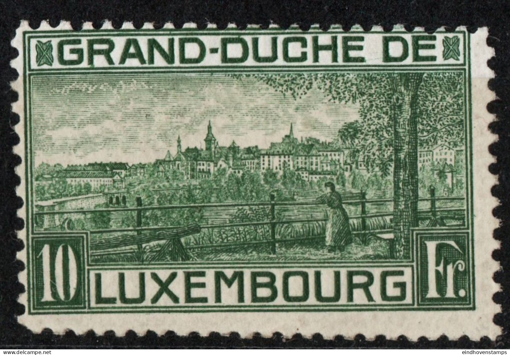 Luxemburg 1923 10 Fr Green From Block Issue II, 1 Value MNH - Unused Stamps