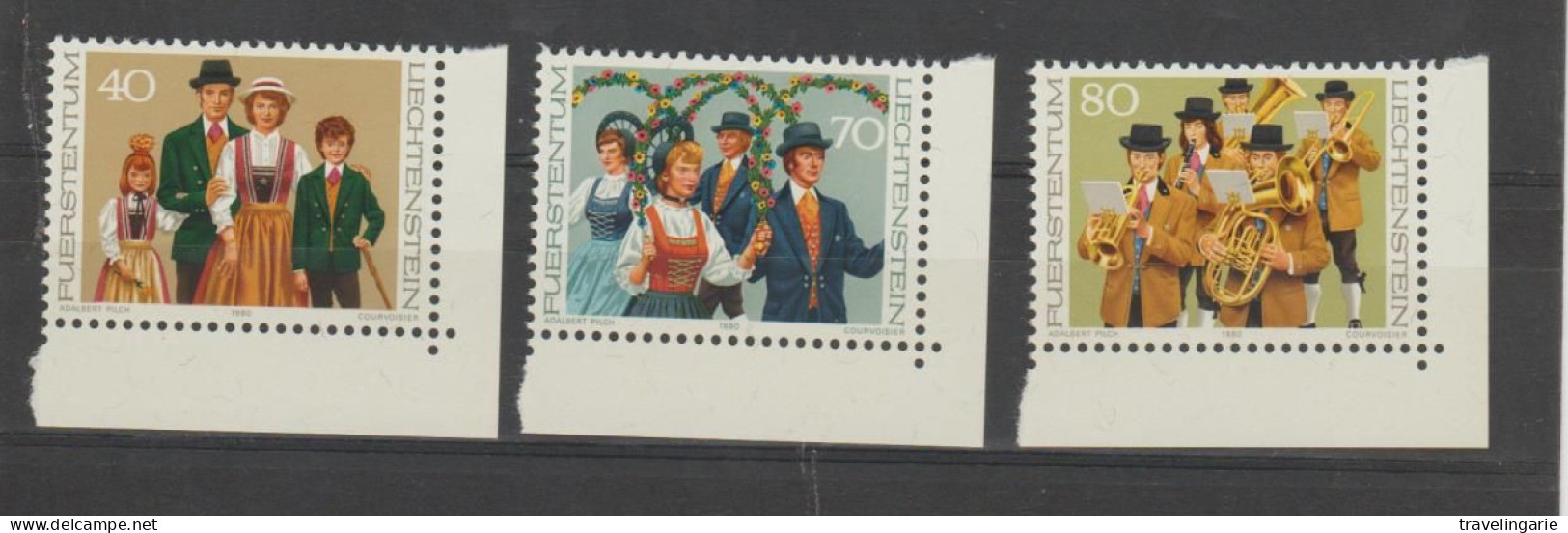 Liechtenstein 1980 Traditional Costumes Corner Pieces ** MNH - Unused Stamps