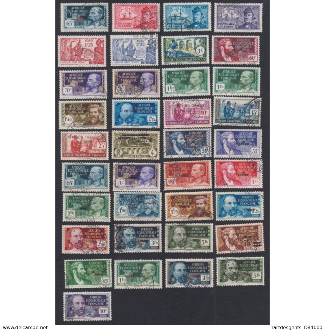 37 Timbres Colonies AEF 1938-1940 -Oblitérations Cote 242 € Lartdesgents - Lettres & Documents