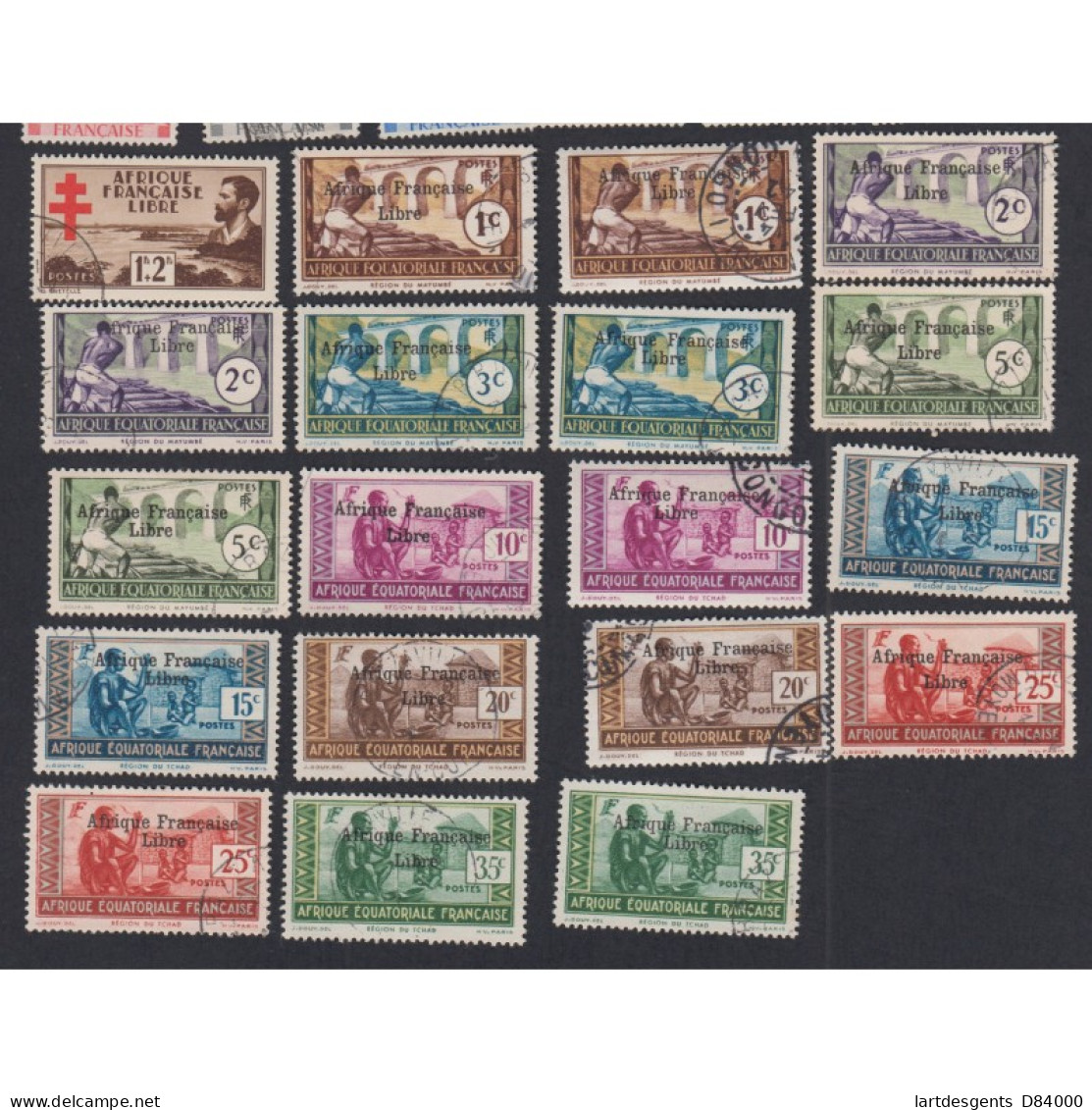 33 Timbres Colonies AEF N°141 à N°164 Avec Variétés - Oblitérations - Cote 139€ Lartdesgents - Lettres & Documents