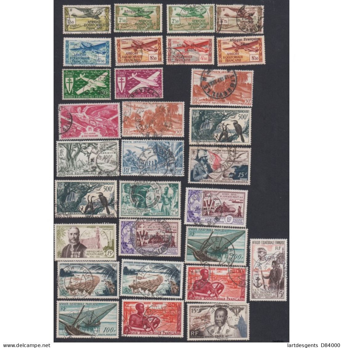 Colonies Françaises AEF Année 1937-57- Lot 30 Timbres Poste Aérienne Variété N°15c - Oblitérés  Cote 83 Euros- - Cartas & Documentos