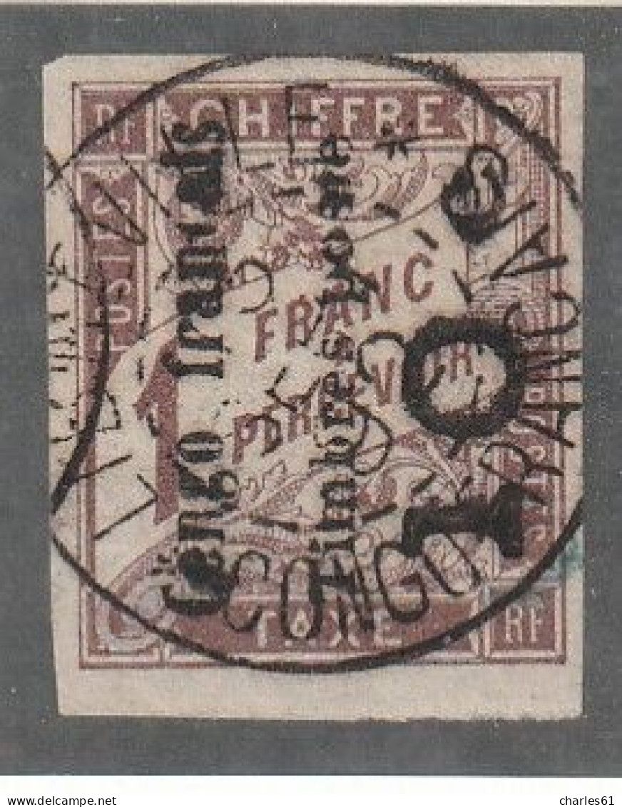 CONGO - N°11a Obl (1892) Timbres-taxe Surchargés : 10c Sur 1f Marron - Signé Calves - Used Stamps