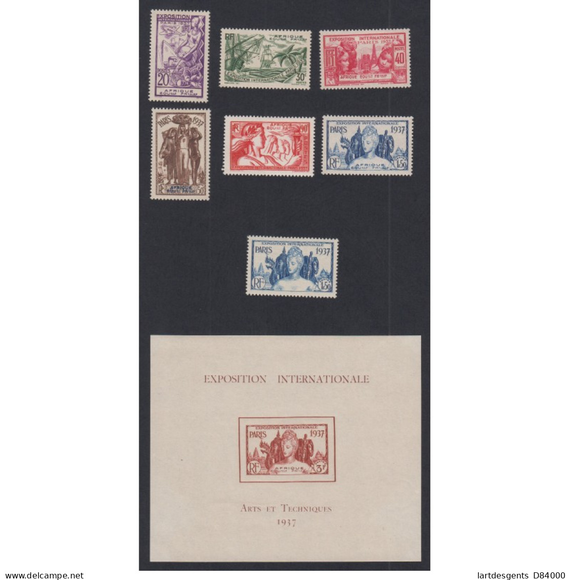Colonies AEF - 1937- Timbres N°27 à N°32 Et 32a, Bloc Expo Neufs* Cote 179 Euros, Lartdesgents.fr - Cartas & Documentos