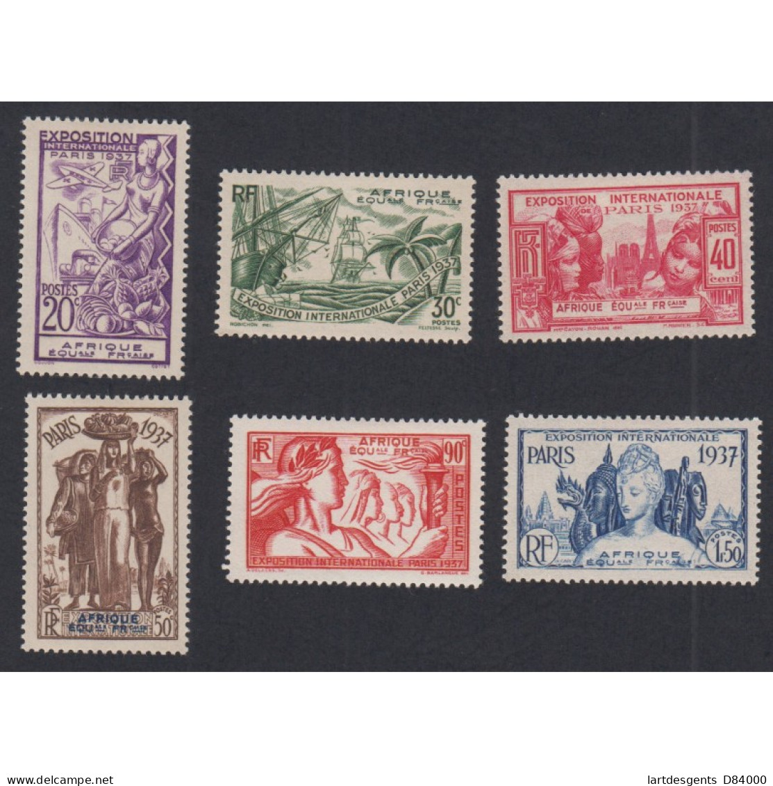 Colonies AEF - 1937- Timbres N°27 à N°32 Et 32a, Bloc Expo Neufs* Cote 179 Euros, Lartdesgents.fr - Briefe U. Dokumente