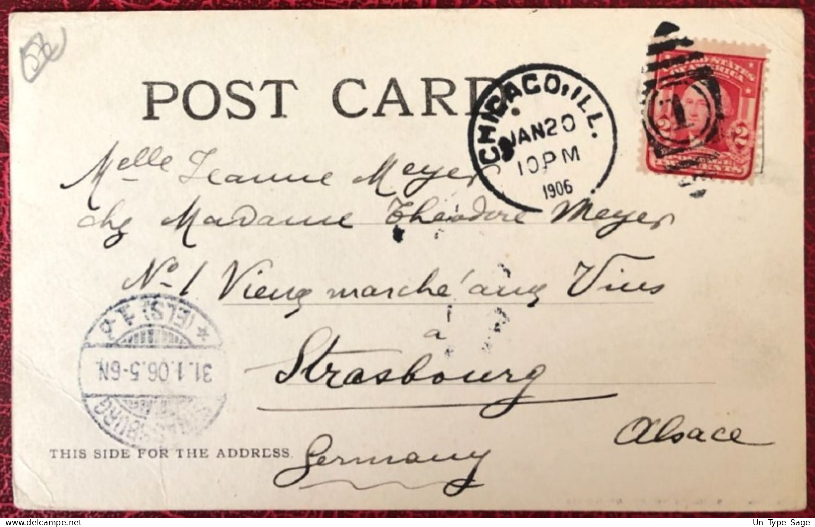 Etats-Unis, Divers Sur CPA, Cachet Chicago, ILL. 20.1.1906 Pour Strasbourg, Germany - (C1406) - Poststempel