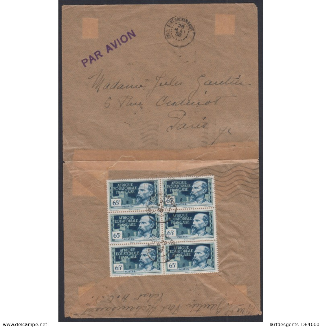 Colonies - Lettre Cachet Fort Archambault - Tchad 1939 AEF, Lartdesgents - Lettres & Documents