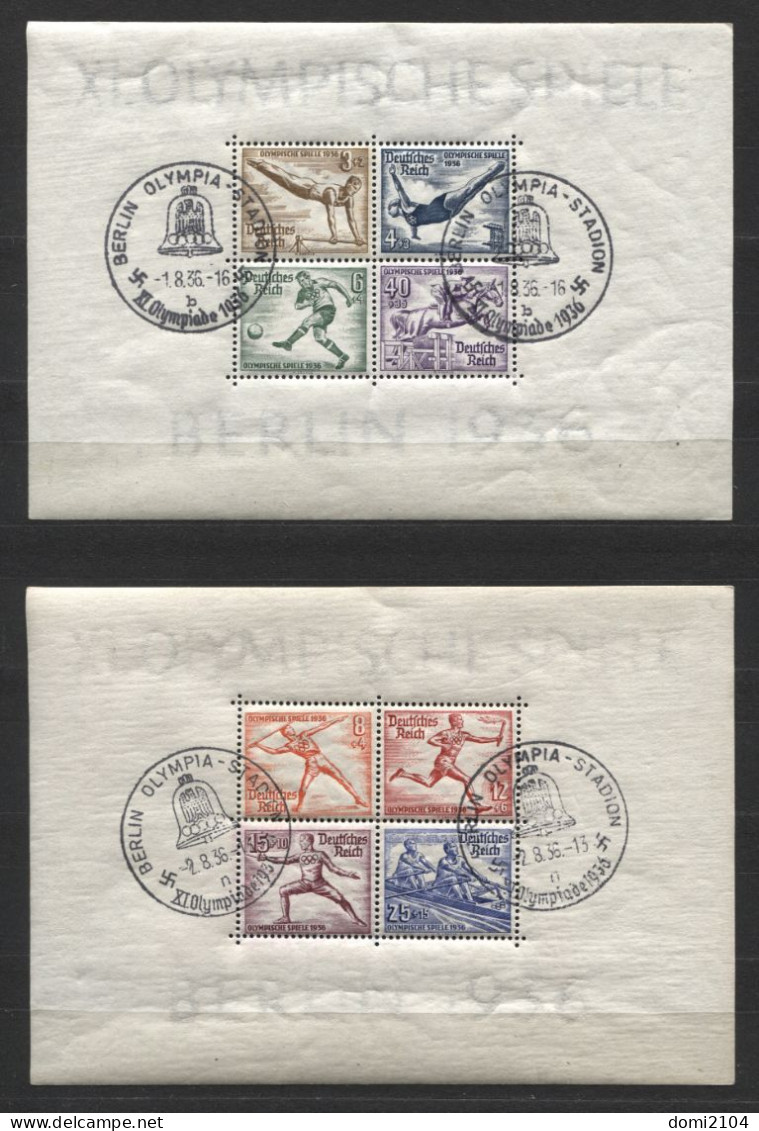 Deutsches Reich Block 5+6 Sonderstempel Berlin 1.8. + 2.8. Olympische Spiele - Blocs