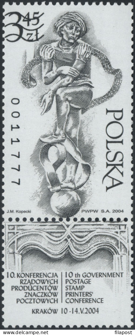 Poland 2004 Mi 4107 ND 10th Government Postage Stamp Printers Conference Krakow Official Black Print MNH** - Ungebraucht