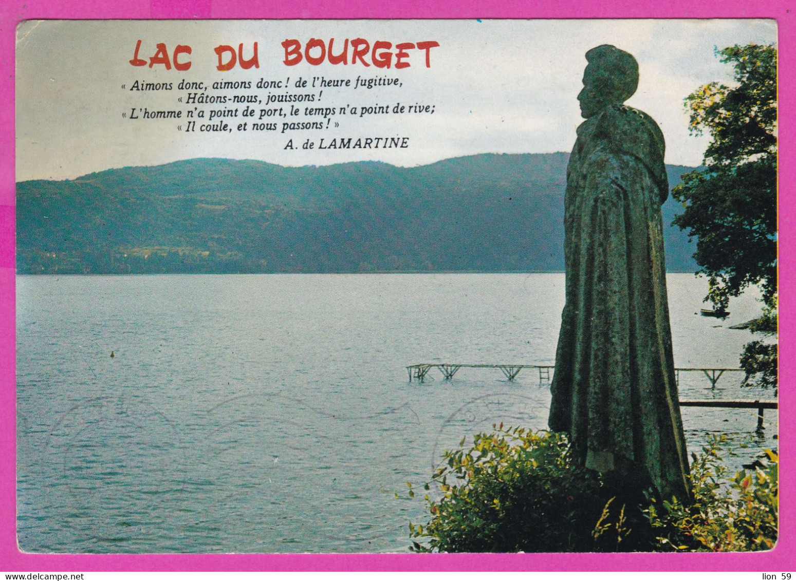 294148 / France - Le Lac Du Bourget ( Savoie) Lamartine Et Le Lac POEM PC 1973 USED - 0.50 Fr. Marianne De Béquet - 1971-1976 Marianne (Béquet)