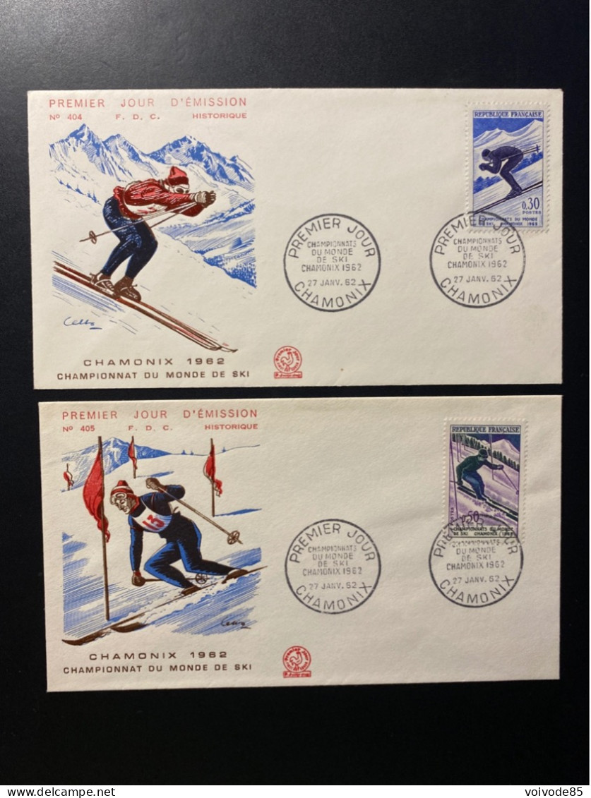 Enveloppes 1er Jour "Championnats Du Monde De Ski" - 27/01/1962 - 1326/1327 - Historique N° 404/405 - 1960-1969