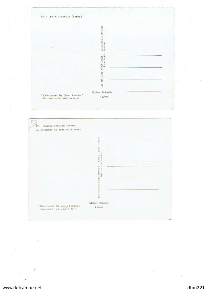 Lot 2 Cpm - 89 - CHATEL-CENSOIR - Baignade Au Bord De L'Yonne Animation Baigneurs - Pavillon - Autres & Non Classés
