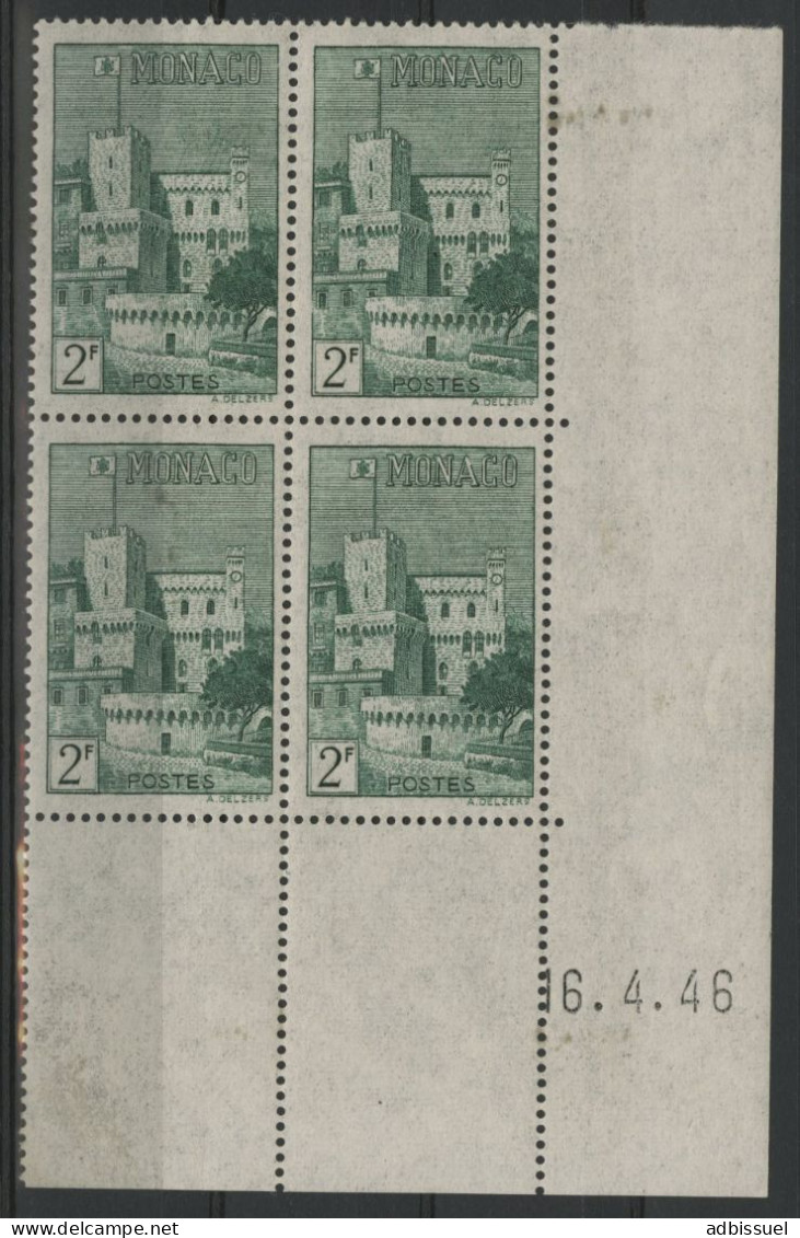 MONACO N° 277 Bloc De 4 Neuf ** (MNH) Avec Coin Daté Du 16/4/46. Voir Description - Unused Stamps