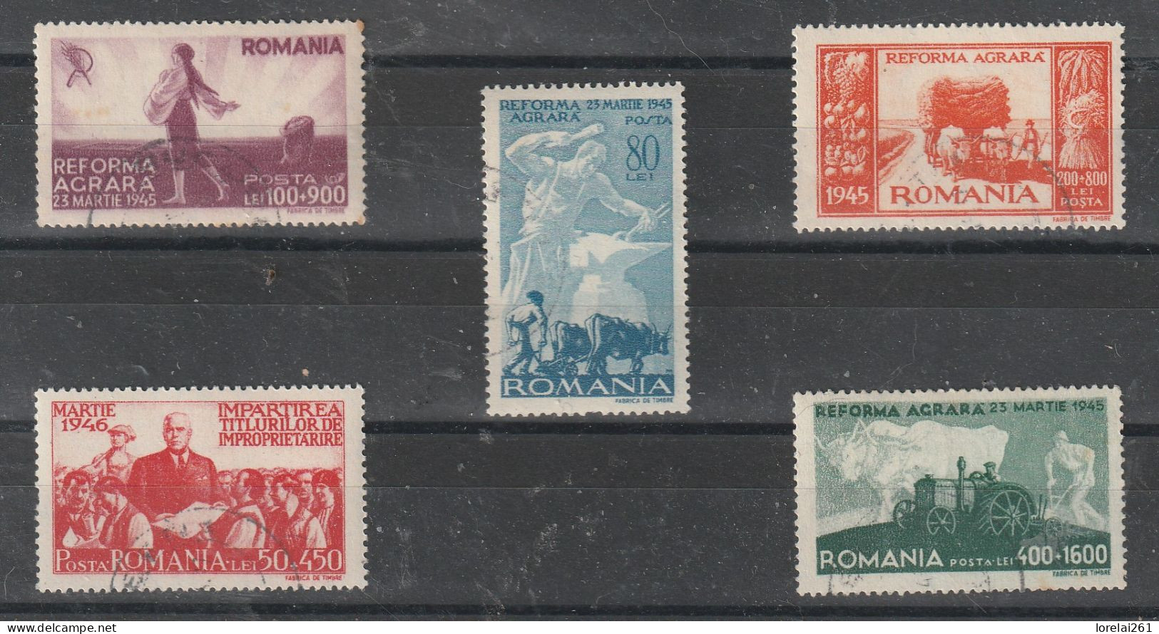1946  - Réforme Agraire Mi No 974/978 - Oblitérés