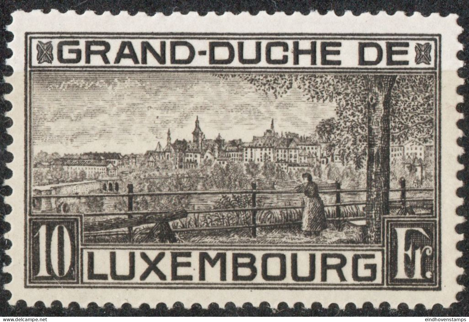 Luxemburg 1923 10 Fr Black  Perf 12½, 1 Value MNH - Neufs
