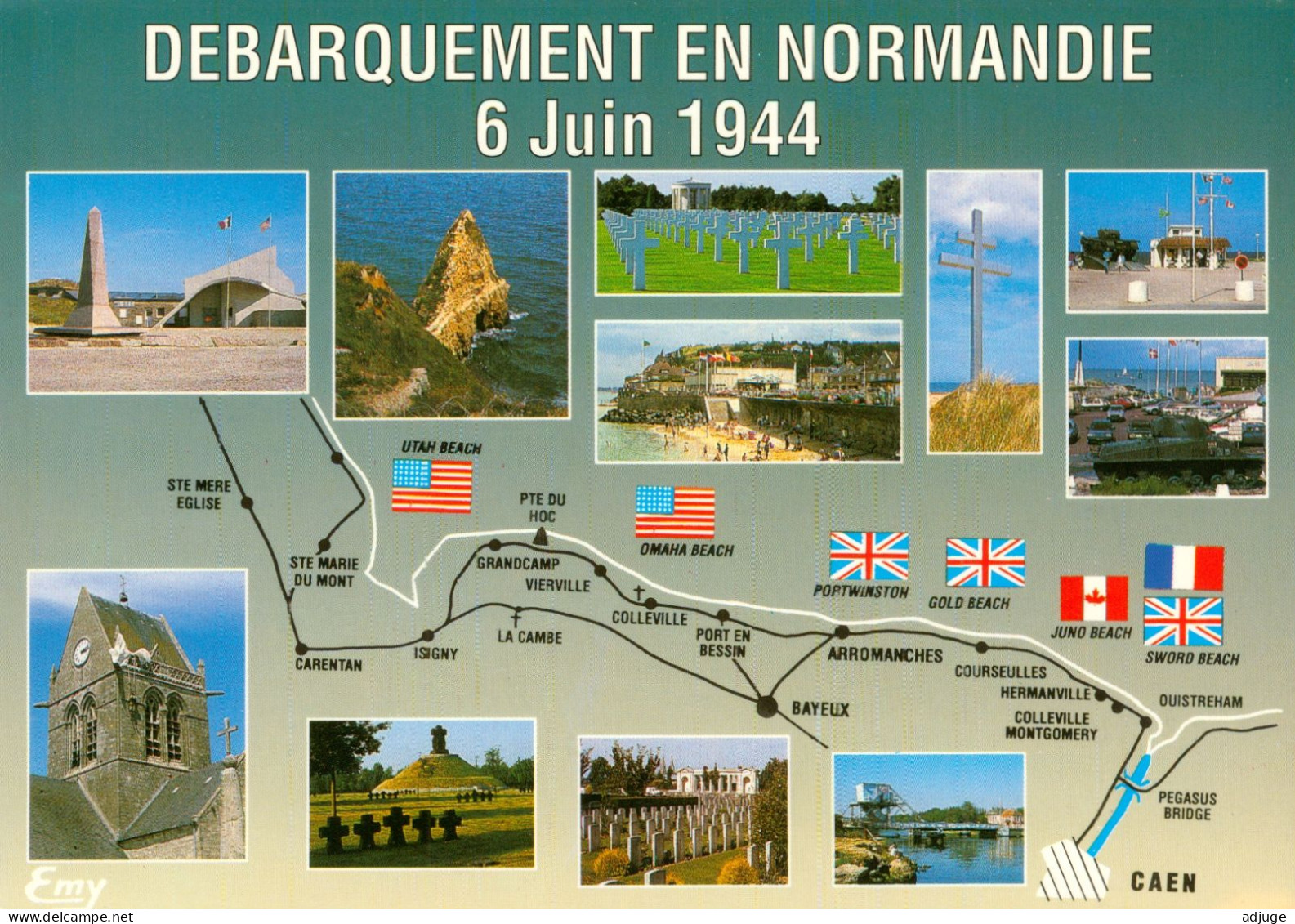 CPM-Débarquement En Normandie 6 JUIN 1944- MULTIVUES_Circuit Des Plages Du Débarquement **TBE * 2 Scans - Basse-Normandie