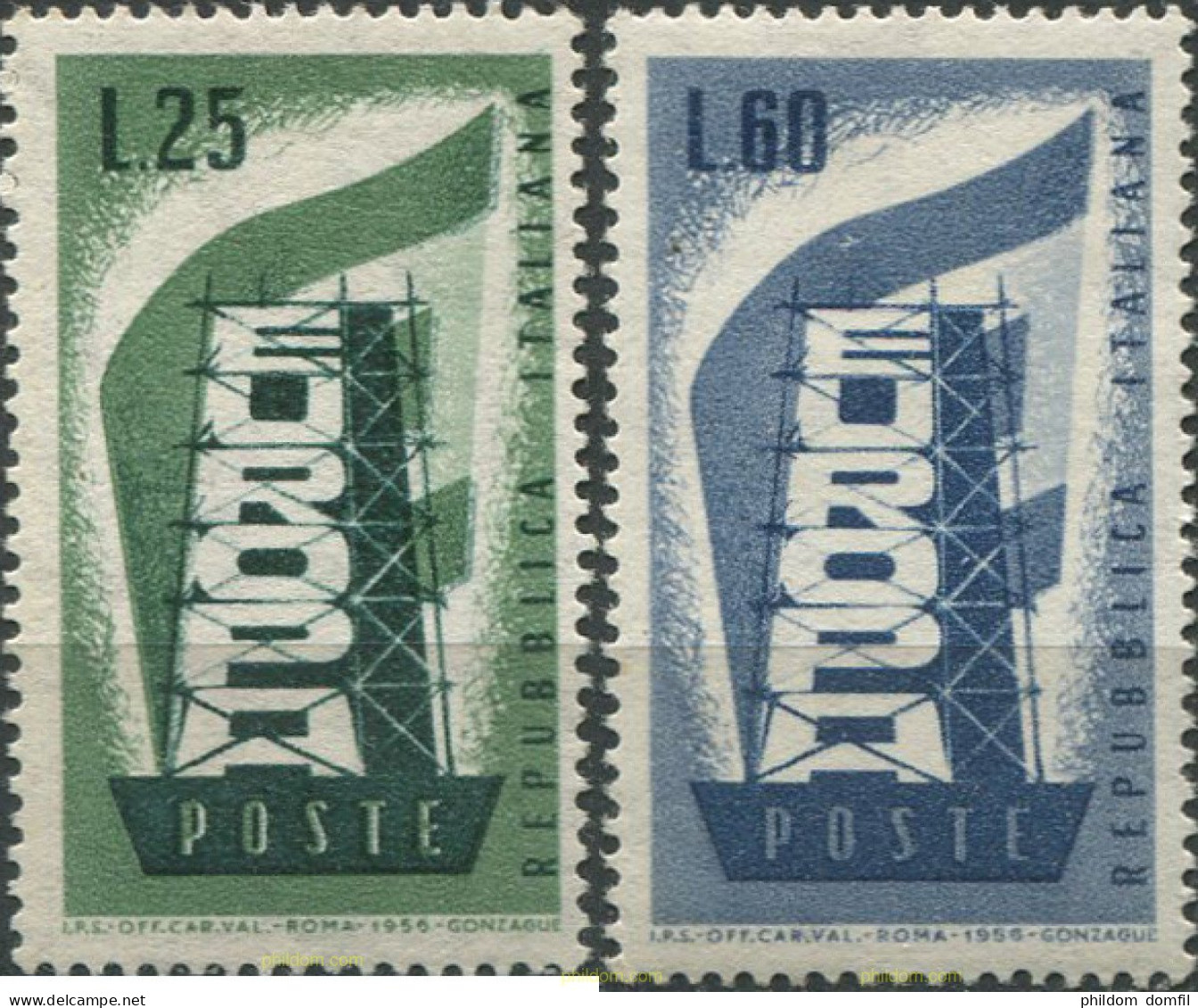 251620 MNH ITALIA 1956 EUROPA CEPT. RECONSTRUYENDO EUROPA - 1946-60: Nuevos