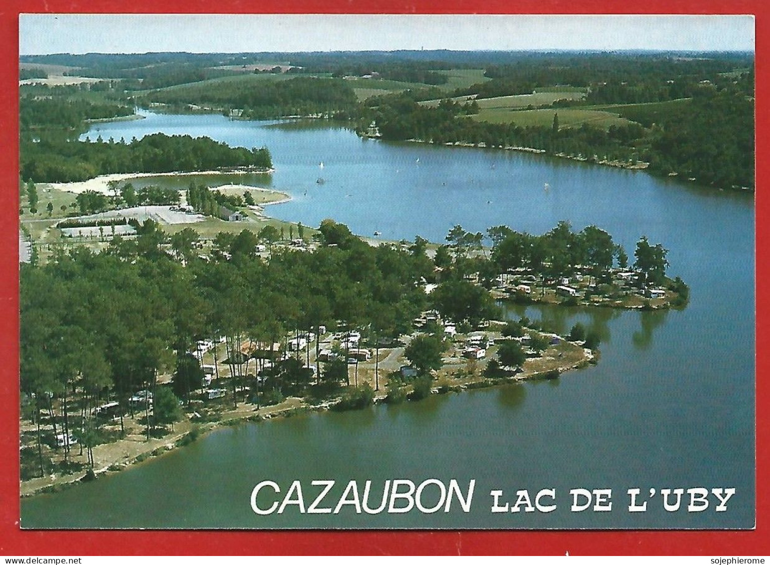 Cabauzon (32) Vue Aérienne Sur Le Lac De L'Uby Plage Base Nautique Camping Tennis 2scans - Sonstige & Ohne Zuordnung