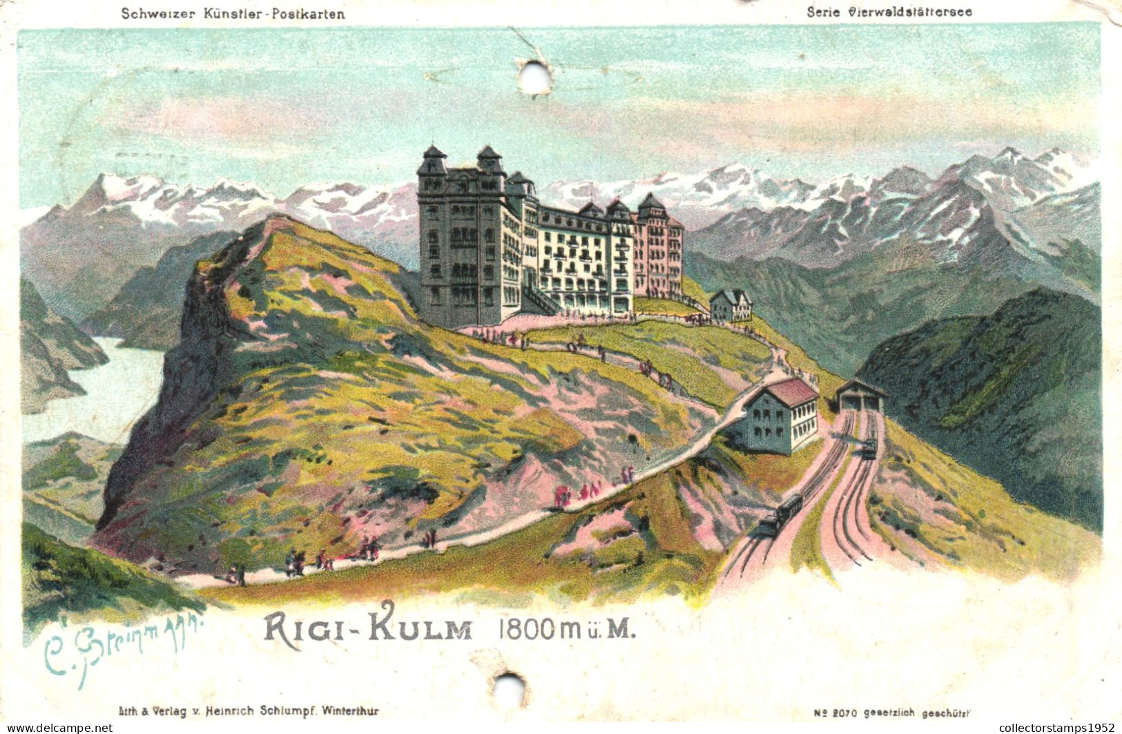 RIGI KULM, ARCHITECTURE, MOUNTAIN, SWITZERLAND, SIGNED, POSTCARD - Sonstige & Ohne Zuordnung