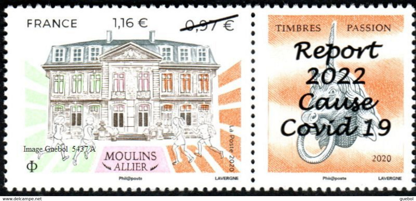 France N° 5437 A ** Moulins, Surchargé En 2022 à Faciale De 1.16 Euro - Unused Stamps