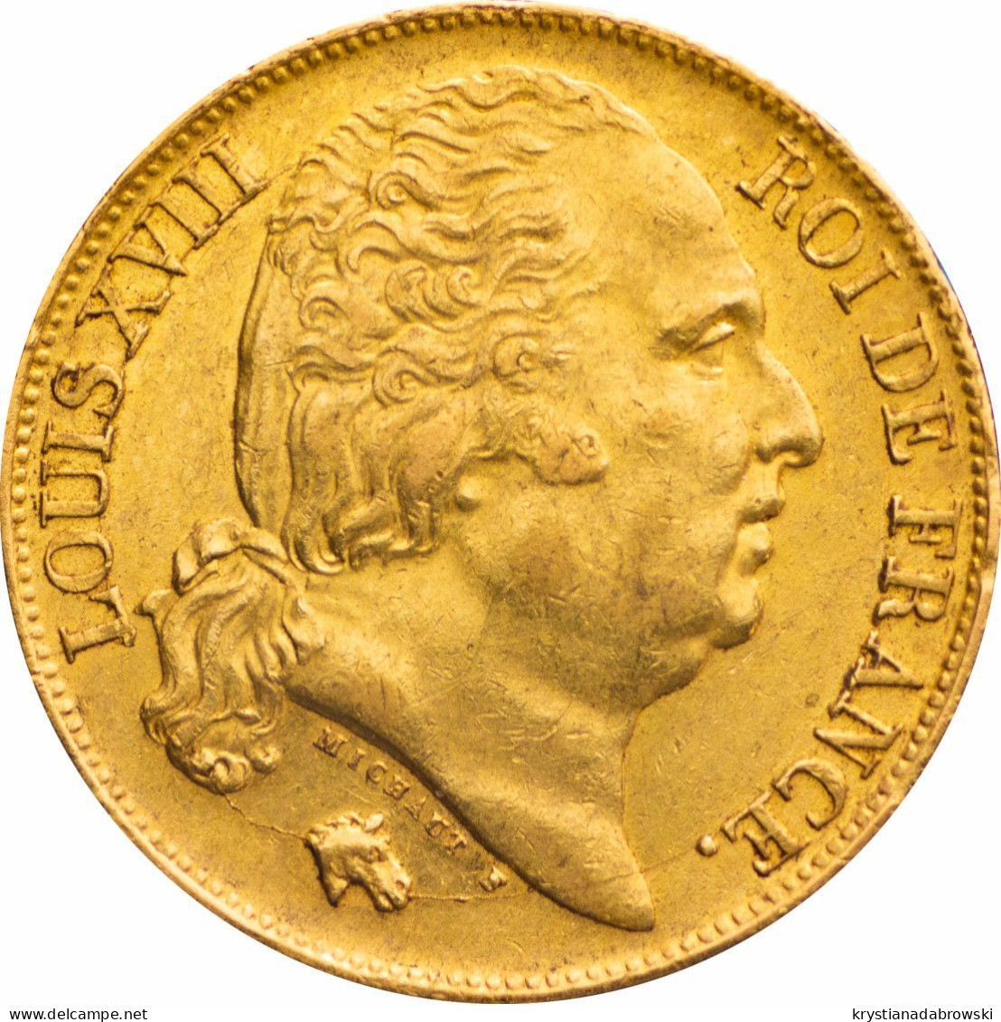 20 Francs Or Louis XVIII 1817 Paris - 20 Francs (gold)