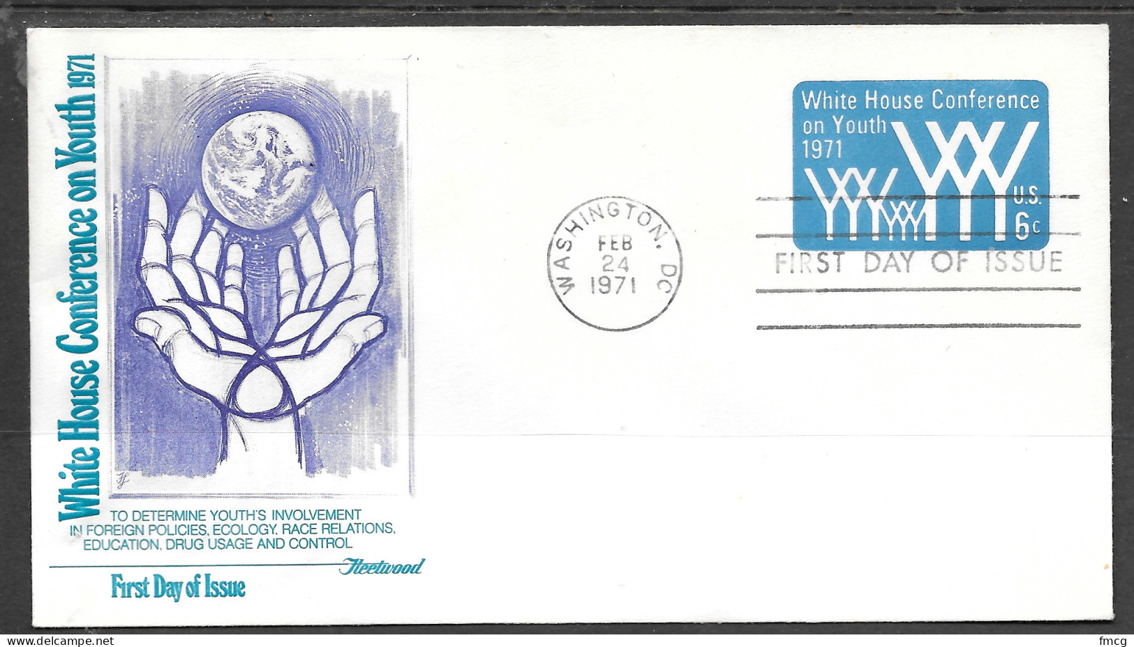 USA FDC Fleetwood Cachet, 1971 6 Cents Conference On Youth Envelope - 1971-1980