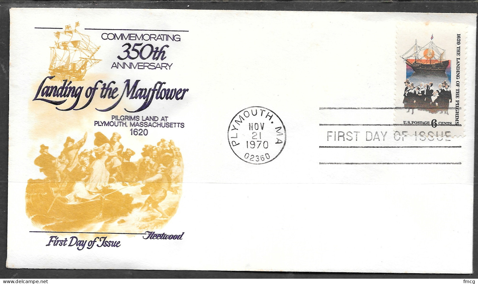 USA FDC Fleetwood Cachet, 1970 6 Cents Mayflower - 1971-1980