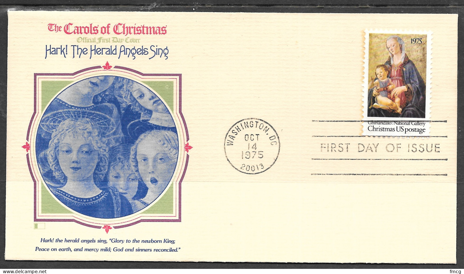 USA FDC Fleetwood Cachet, 1975 10 Cents Christmas Traditional - 1971-1980