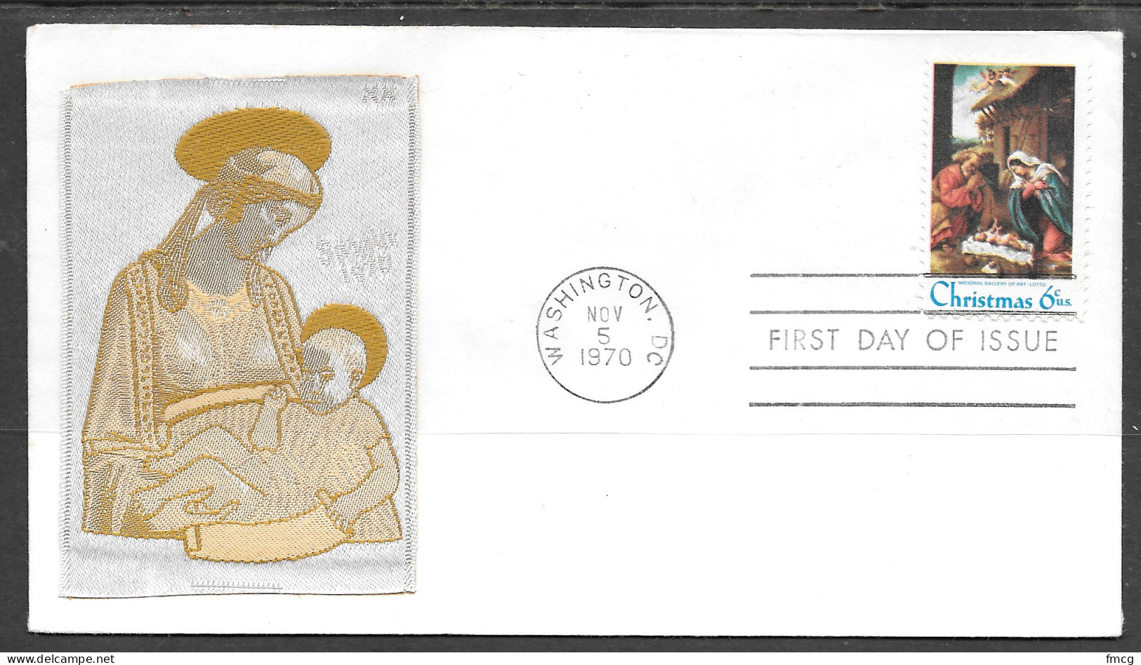 USA 1970 FDC 6 Cents Christmas, Silk Cachet - 1971-1980