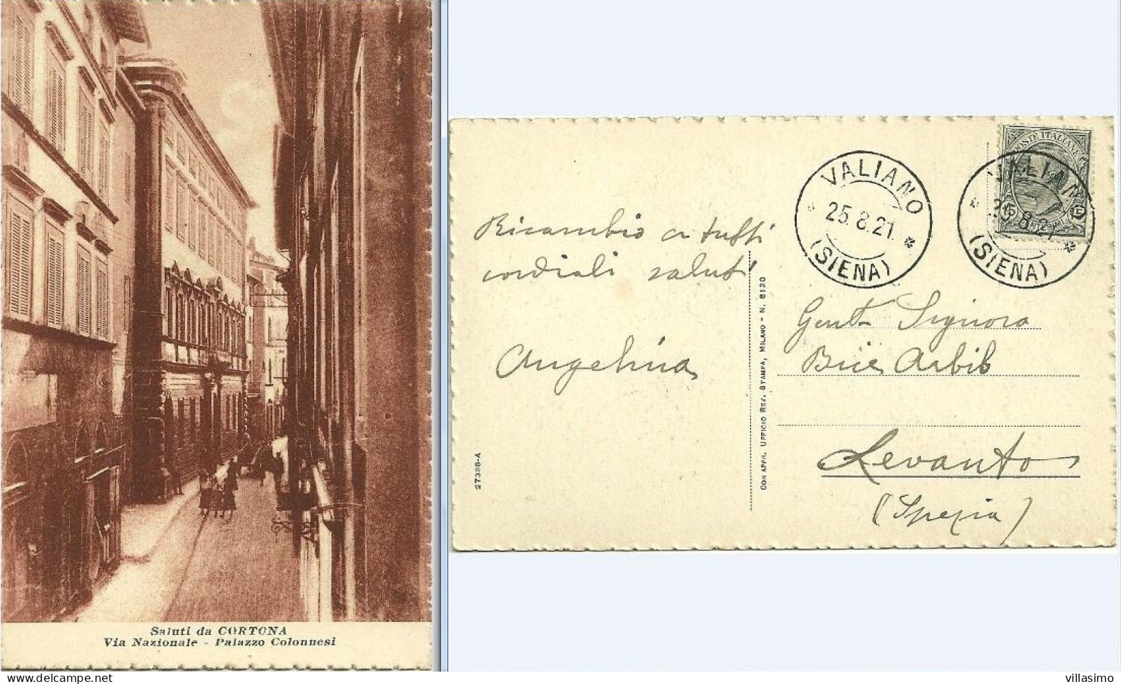 Arezzo - Cortona - Via Nazionale - Palazzo Colonnesi - VG. 1921 - Arezzo