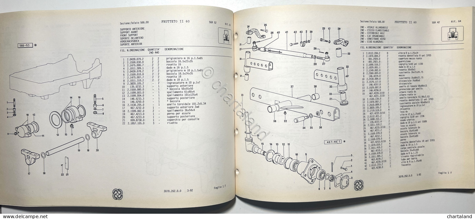 Catalogo Parti Di Ricambi Originali SAME Trattori - Frutteto 60 II - Ed. 1992 - Other & Unclassified