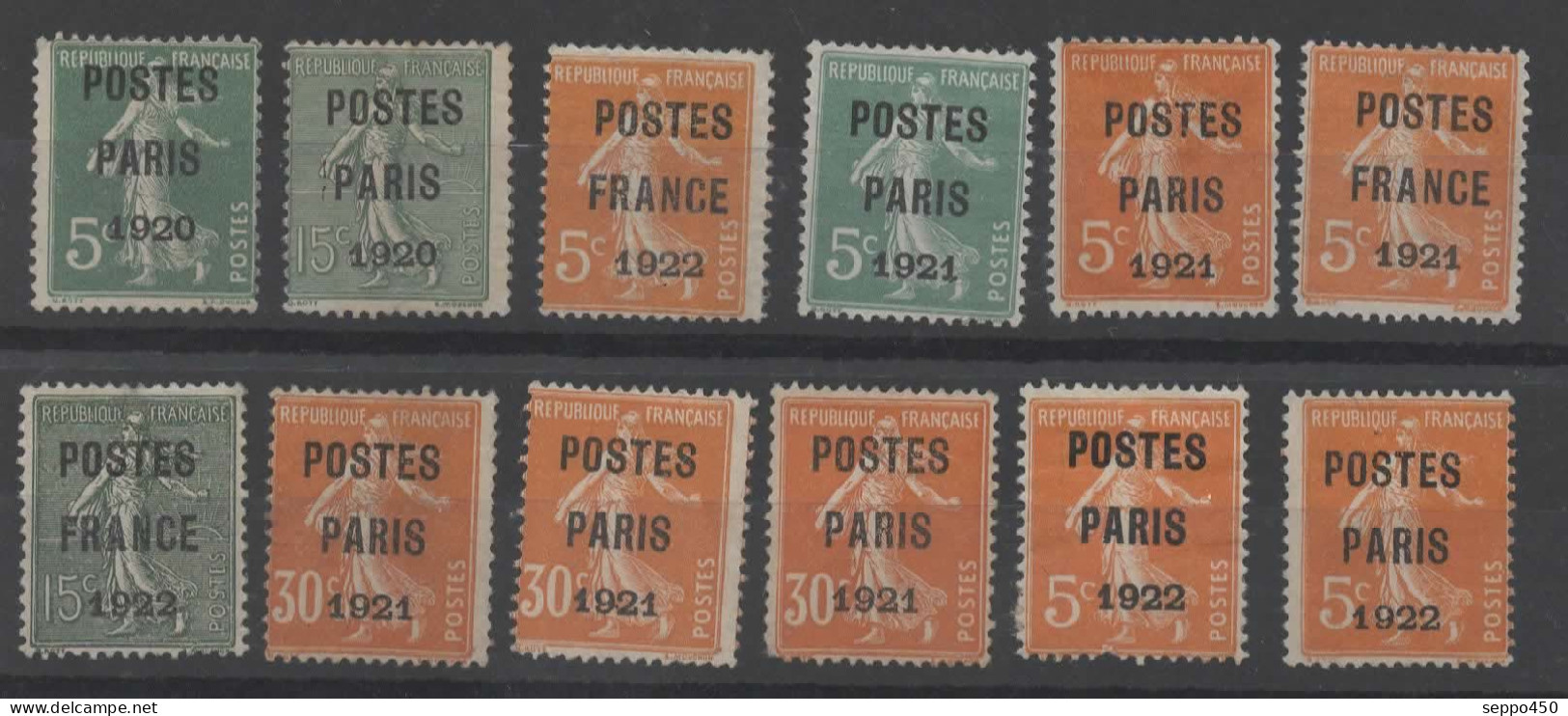 YT 24- 36 INCOMPLET, LOT PREOBLITERE NEUFS* TRES FORTE COTE , A VOIR, STAMPS BRIEFMARKEN - 1893-1947