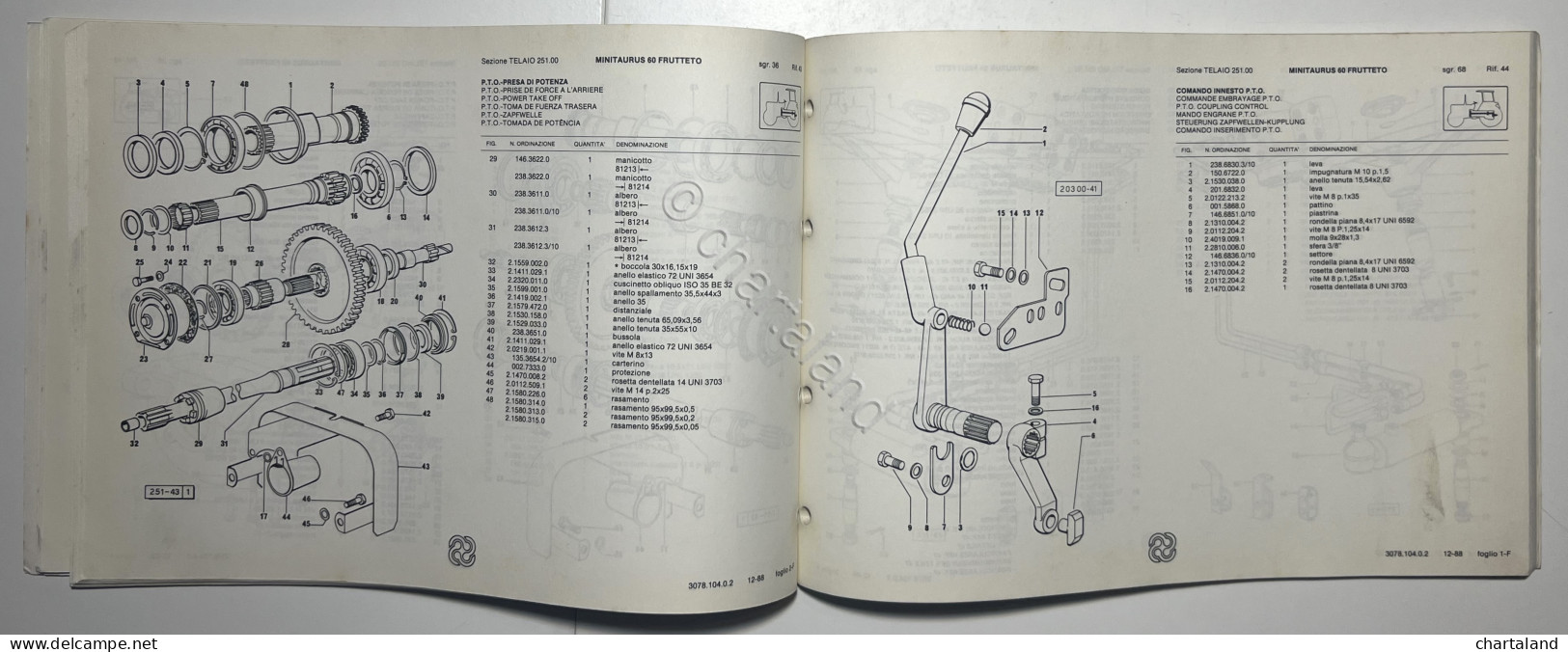 Catalogo Parti Di Ricambio Originali SAME Trattori - Minitaurus 60 Frutteto 1988 - Sonstige & Ohne Zuordnung