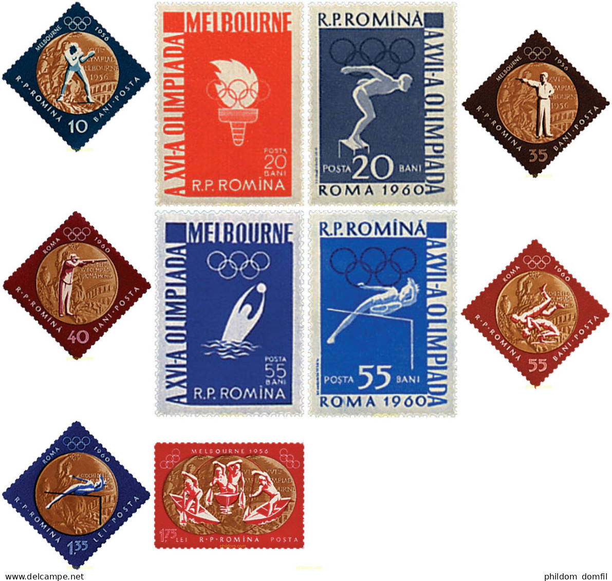 61891 MNH RUMANIA 1961 16 JUEGOS OLIMPICOS VERANO MELBOURNE 1956 - 17 JUEGOS OLIMPICOS VERANO ROMA 1960 - Autres & Non Classés