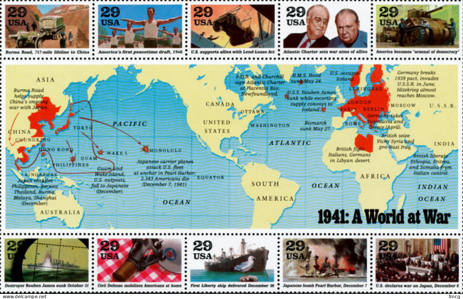 1991-1941: A World At War - Sheet Of 10, Mint Never Hinged - Unused Stamps