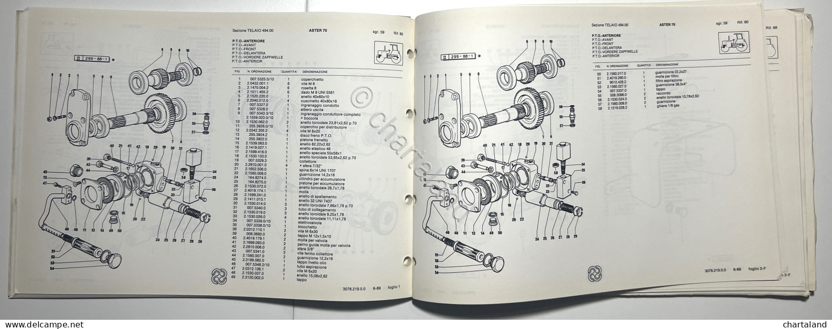 Catalogo Parti Di Ricambio Originali SAME Trattori - Aster 70 - Ed. 1989 - Autres & Non Classés