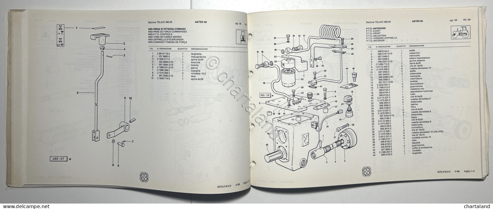 Catalogo Parti Di Ricambio Originali SAME Trattori - Aster 60 - Ed. 1989 - Autres & Non Classés