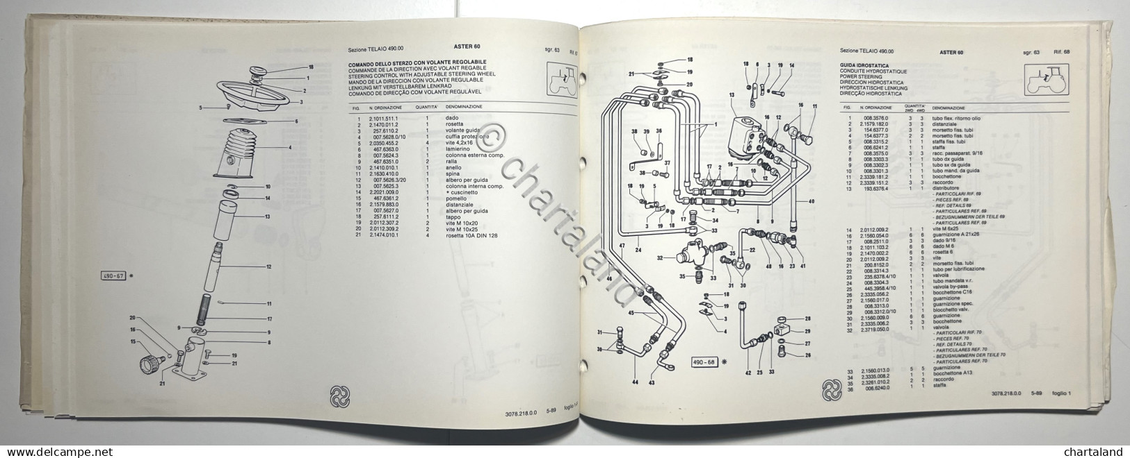 Catalogo Parti Di Ricambio Originali SAME Trattori - Aster 60 - Ed. 1989 - Autres & Non Classés