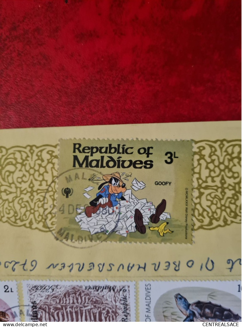 LETTRE  MALE 1980 MALDIVES DONALD DUCK CHIP AND DALE TORTUES GOOFY ETC - Maldives (1965-...)