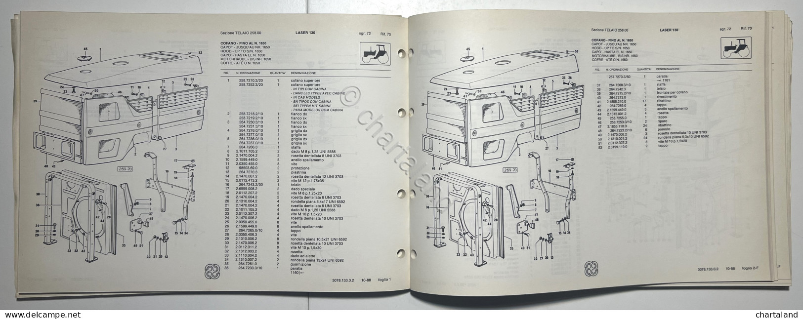 Catalogo Parti Di Ricambio Originali SAME Trattori - Laser 130 - Ed. 1988 - Autres & Non Classés