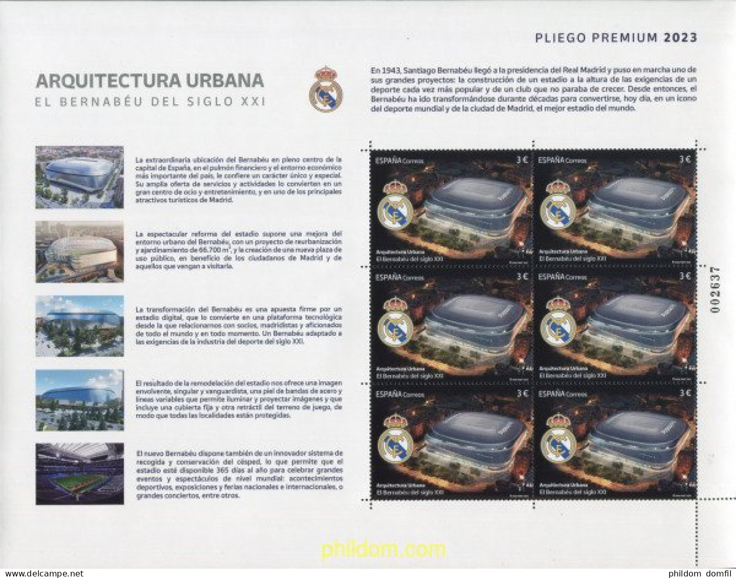 719180 MNH ESPAÑA 2023 ARQUITECTURA URBANA. EL BERNABÉU DEL SIGLO XXI. - Ungebraucht