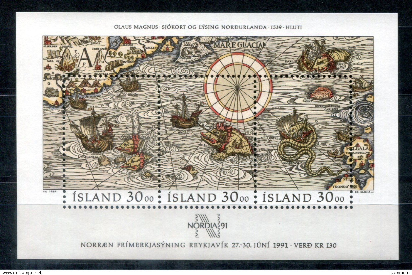 ISLAND Block 10, Bl.10 Mnh - Tag Der Briefmarke, Day Of The Stamp, Jour Du Timbre, NORDIA '91 - ICELAND / ISLANDE - Blocks & Sheetlets