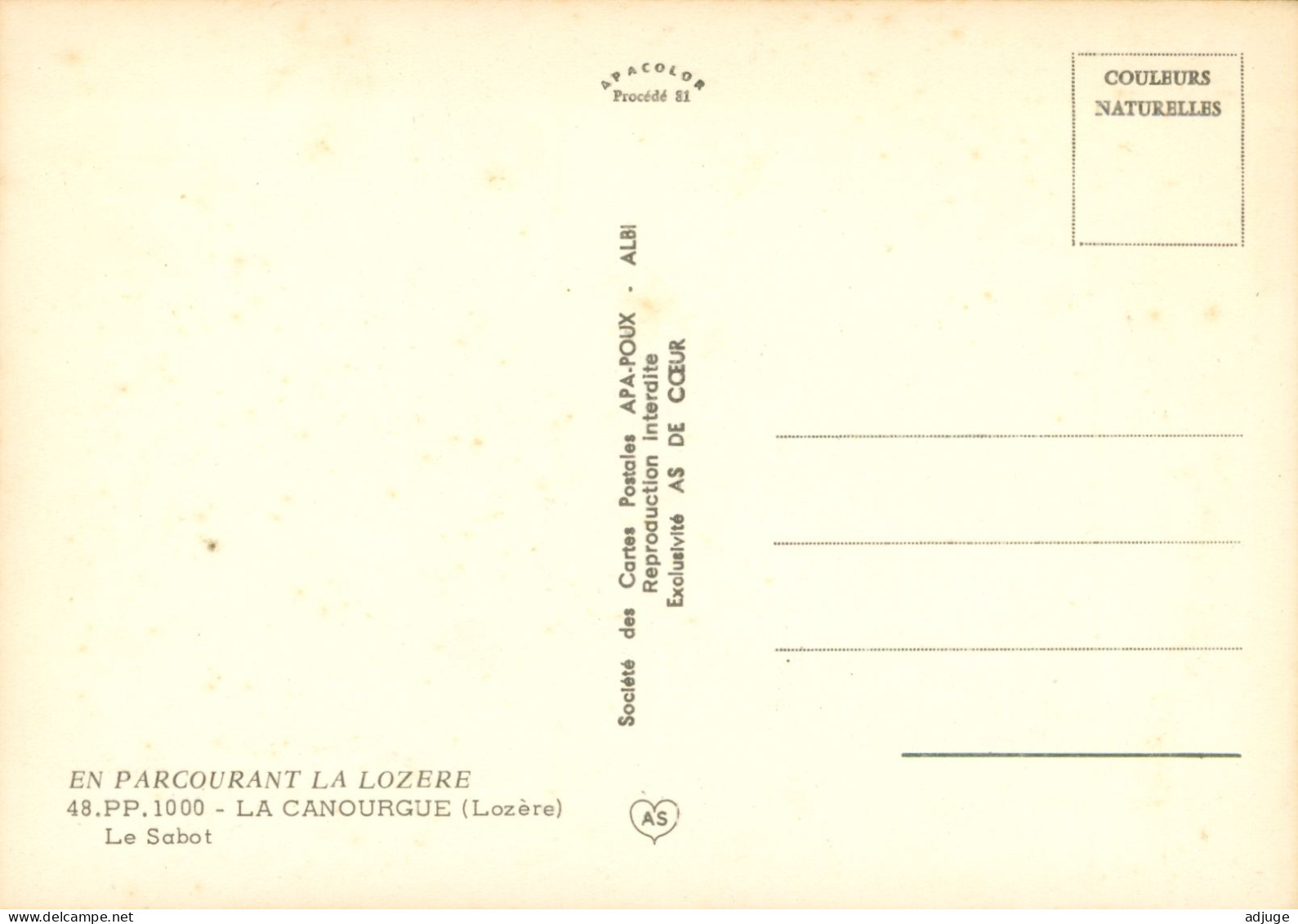 CPM-48- LA CANOURGUE - "LE SABOT" "En Parcourant La Lozère" *TBE * 2 Scans - Sonstige & Ohne Zuordnung
